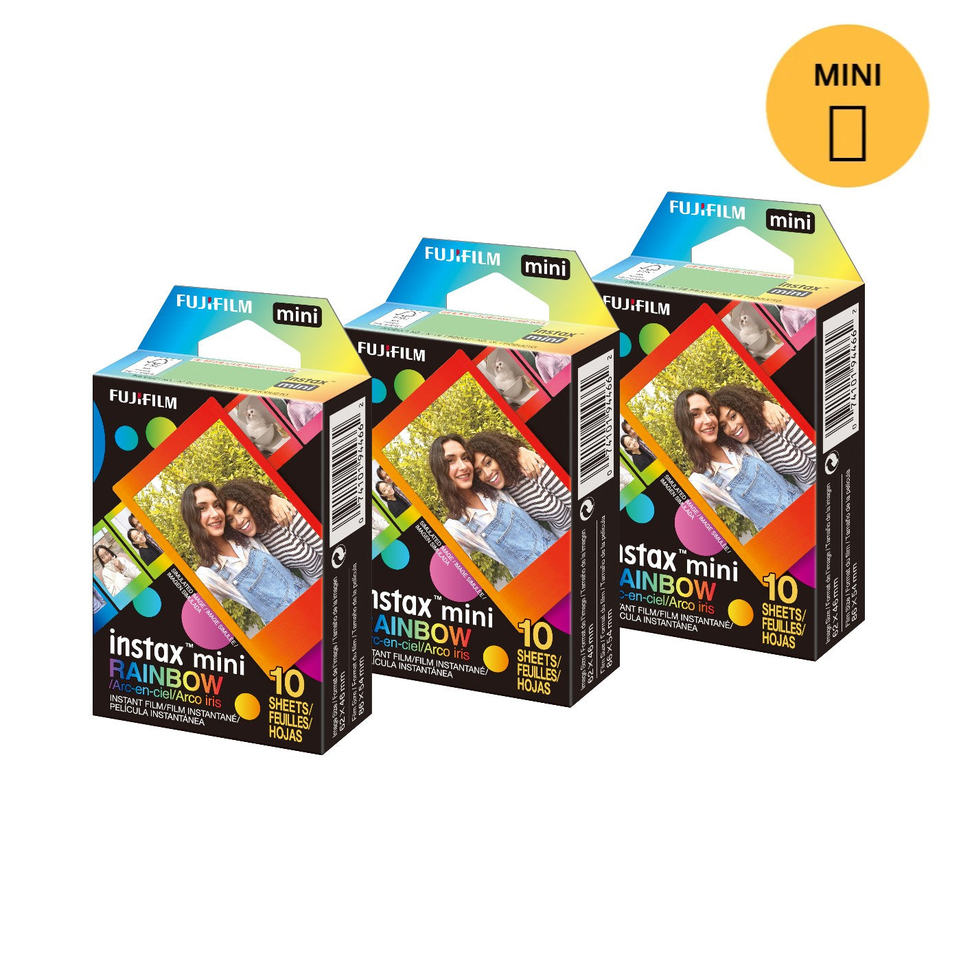 Combo de Filmes Fujifilm instax™ mini Rainbow 30 Fotos