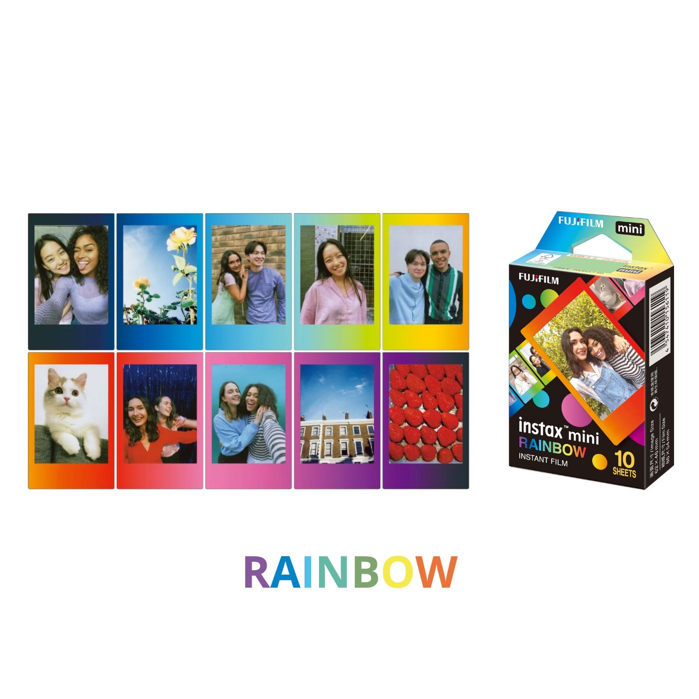 Combo de Filmes Fujifilm instax™ mini Rainbow 30 Fotos