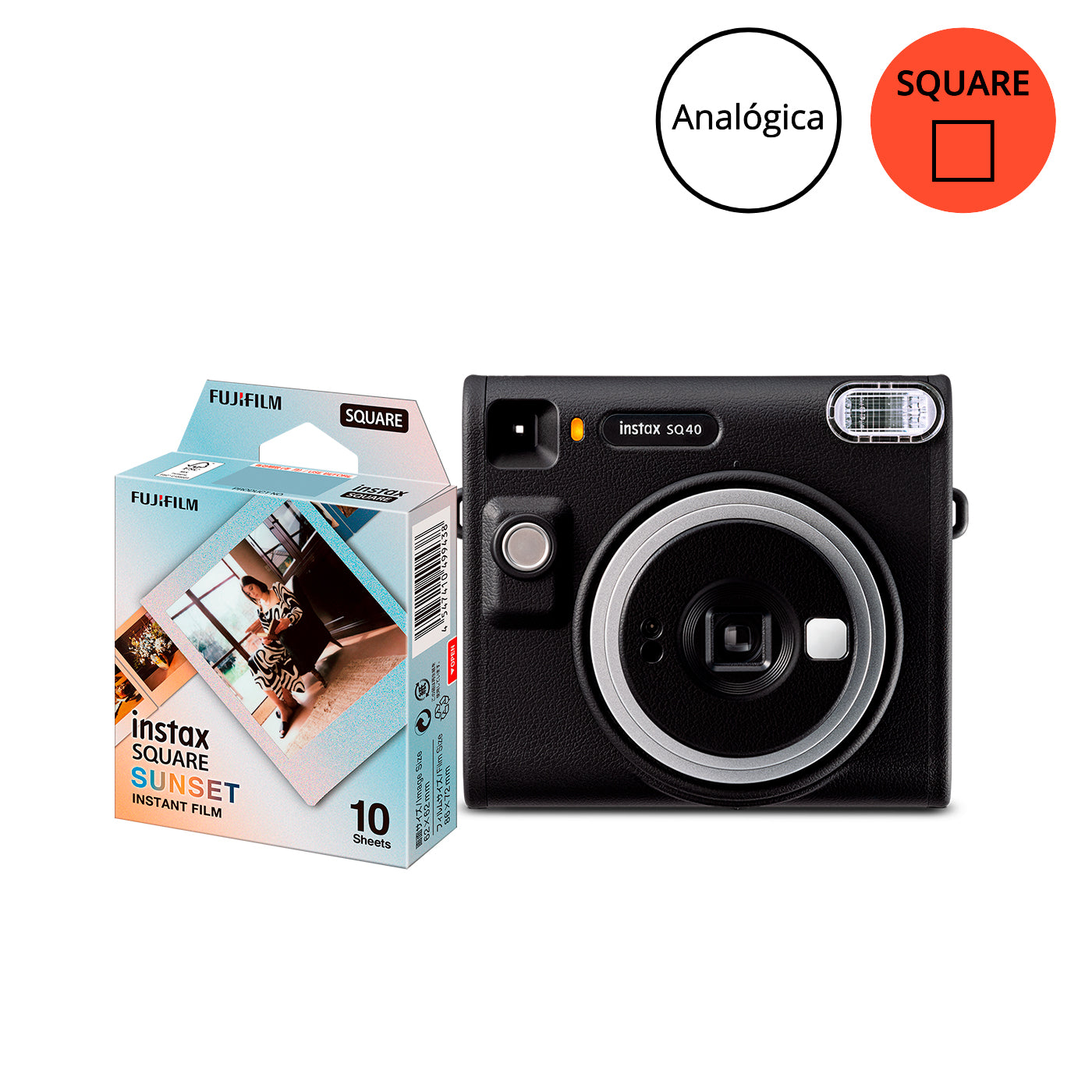 Combo Câmera Instantânea Fujifilm instax SQUARE SQ40™ + Filme Square Sunset com 10 Fotos