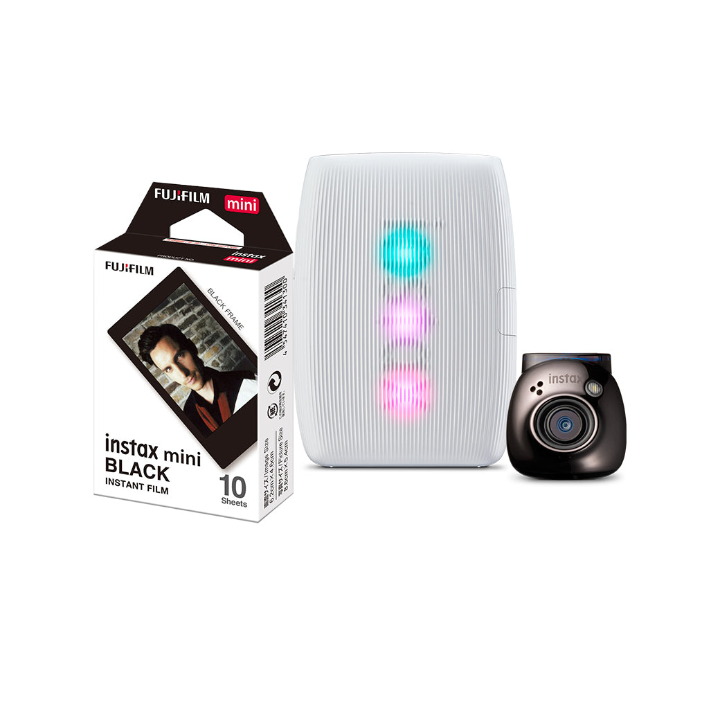 Combo Câmera instax Pal™ - Metal + Impressora para celular Fujifilm instax mini Link 3™ - Clay White + Filme mini black 10 fotos