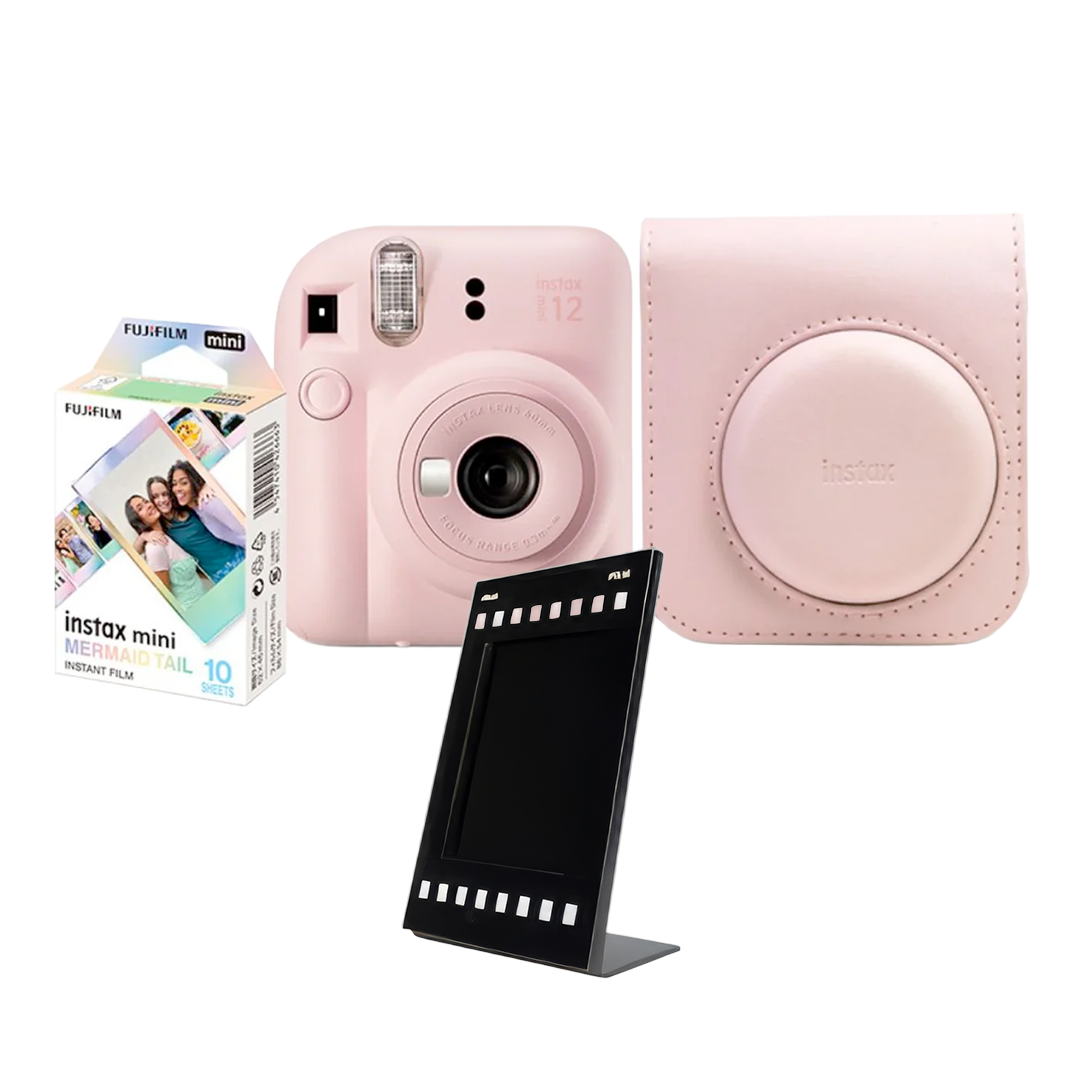 Kit Câmera Instantânea Fujifilm instax mini 12™ Rosa Gloss + Moldura Fotos instax™ mini