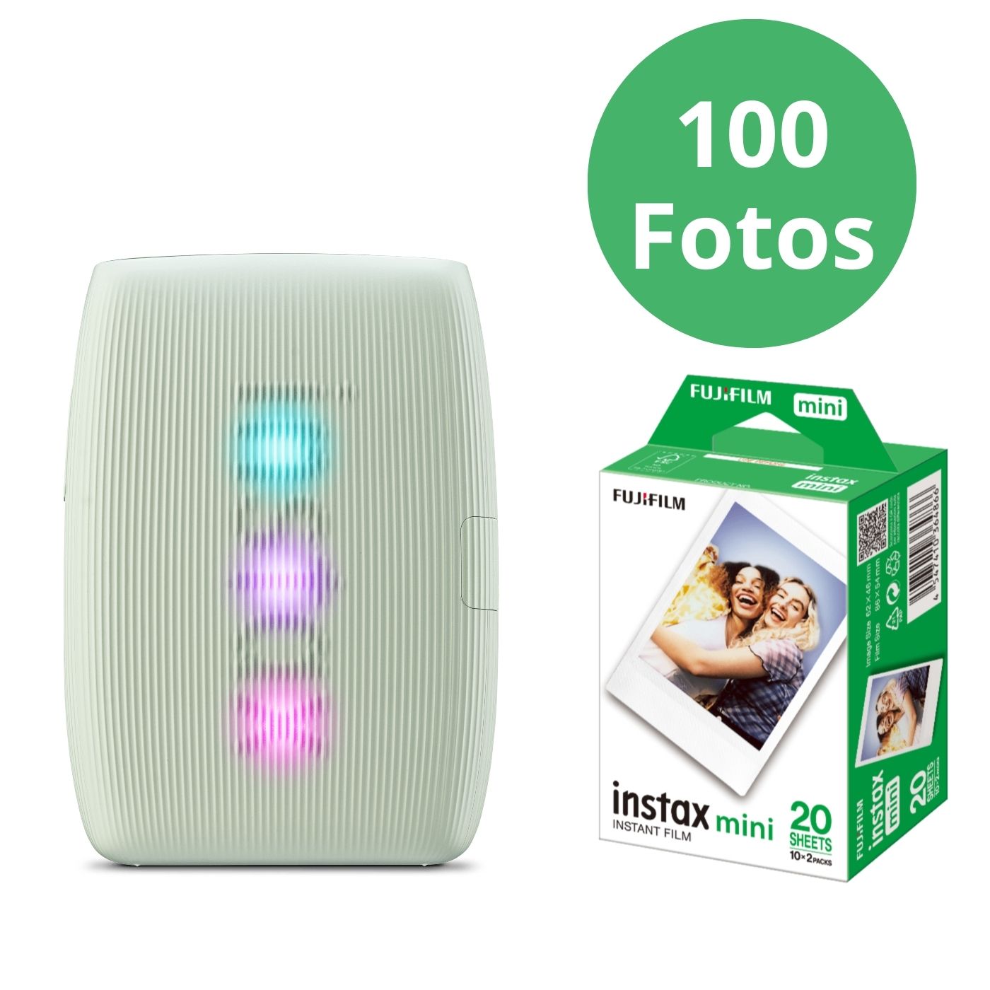 1 Impressora para celular Fujifilm instax mini Link 3™ + 100 Fotos instax™ mini Branco - Anacapri