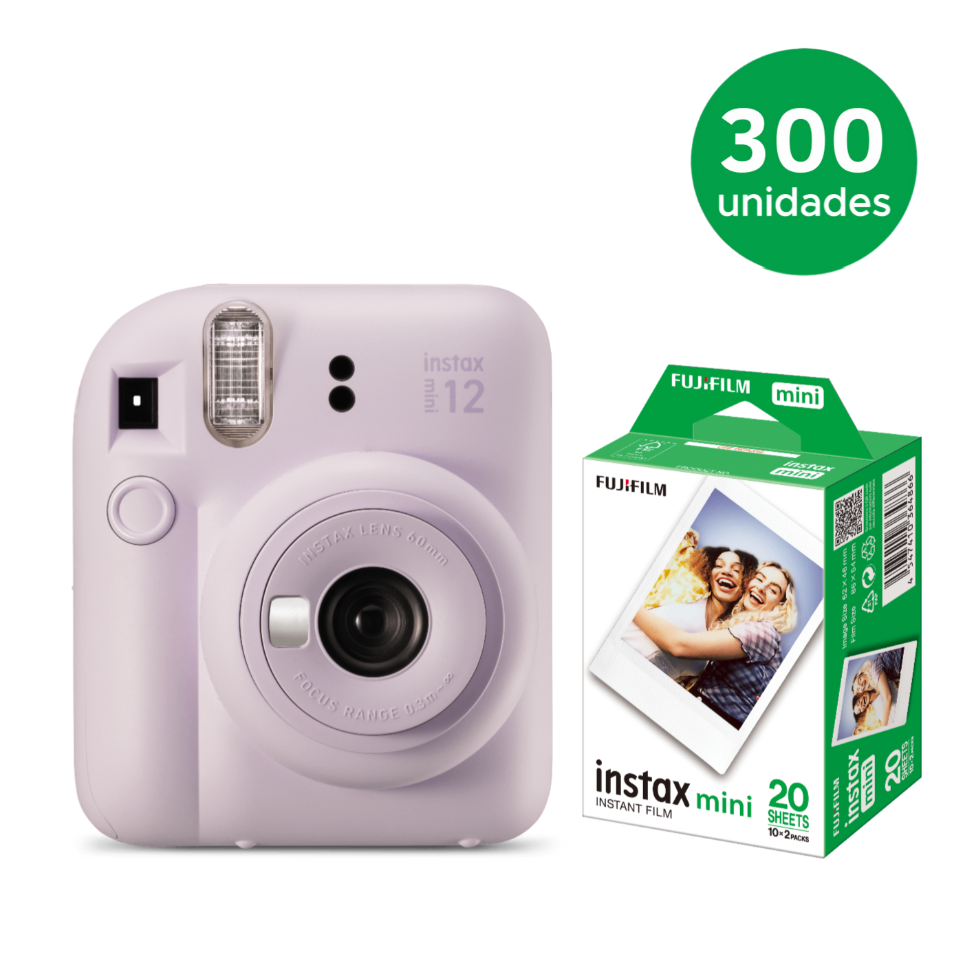 300 instax mini 12™ + 300 caixas com 20 Filmes