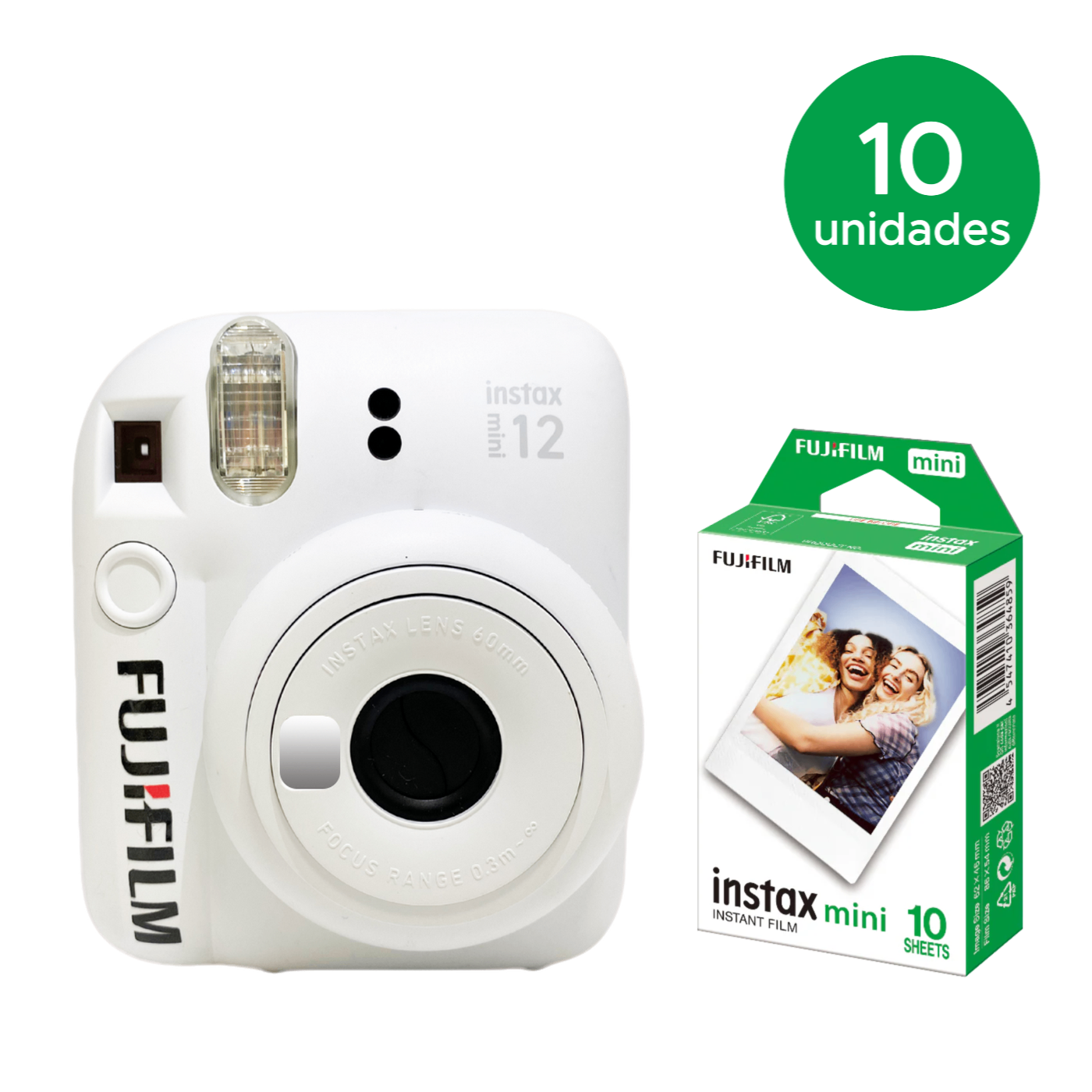 10 instax mini 12™ Personalizada + 10 caixas com 10 Filmes