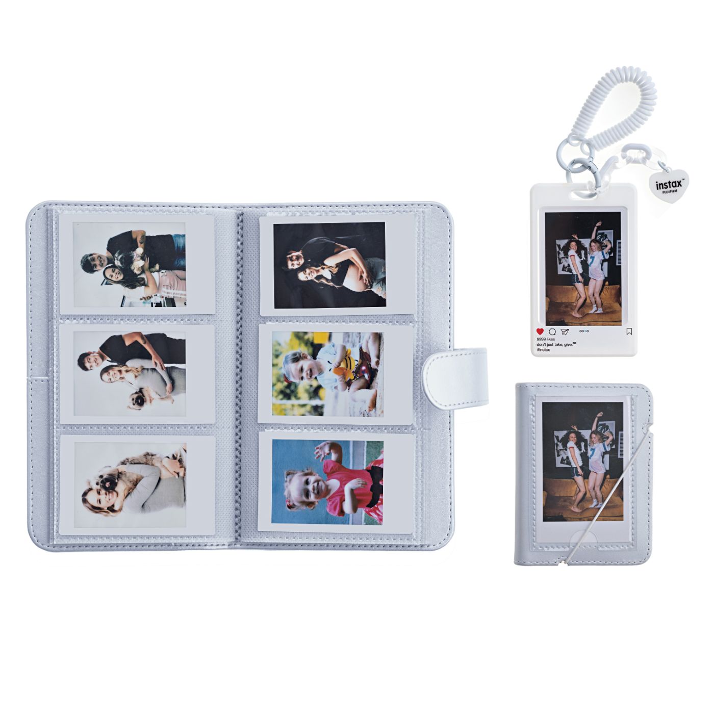 Kit Acessórios instax™ Branco com Álbum de 108 fotos  + Álbum de 28 fotos + Photo Tag