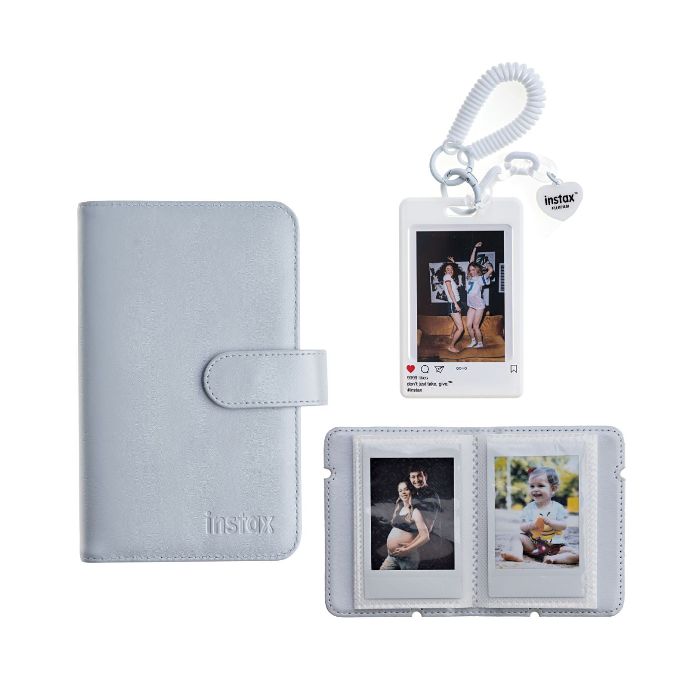 Kit Acessórios instax™ Branco com Álbum de 108 fotos  + Álbum de 28 fotos + Photo Tag