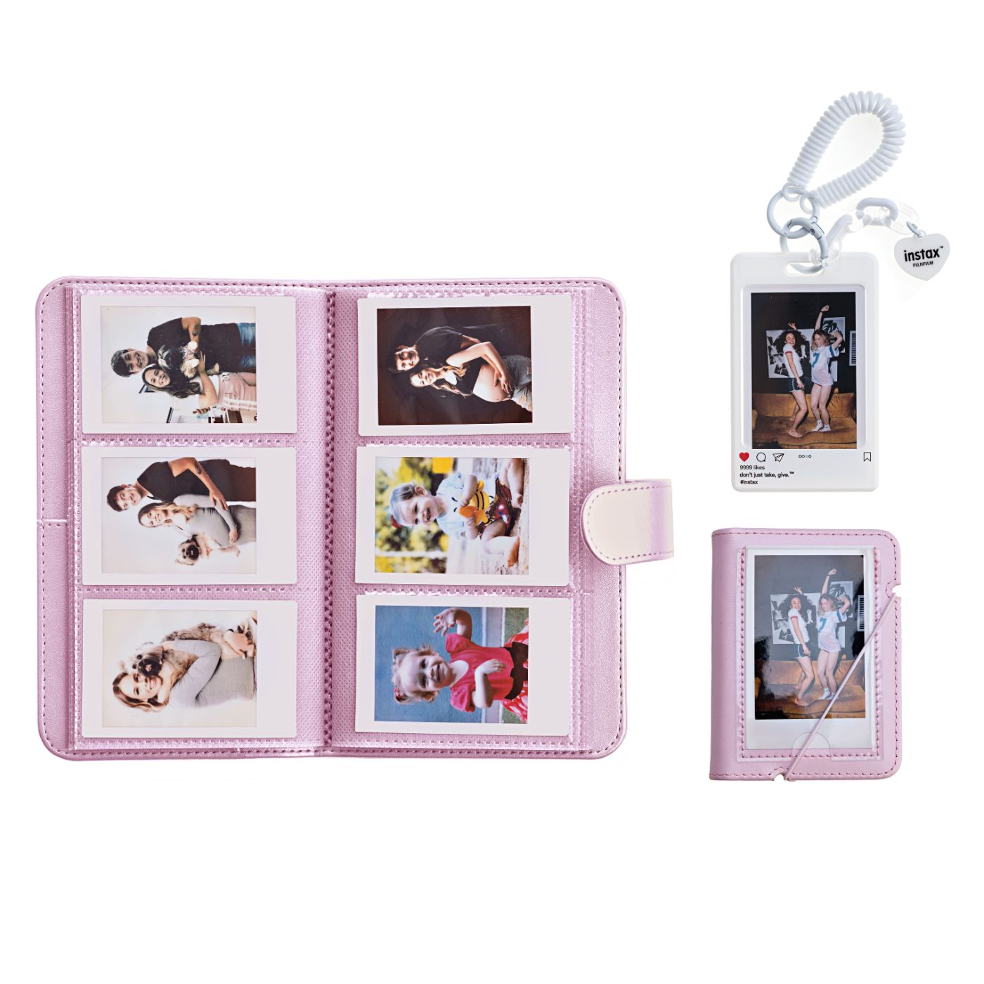 Kit Acessórios instax™ Rosa com Álbum de 108 fotos  + Álbum de 28 fotos + Photo Tag