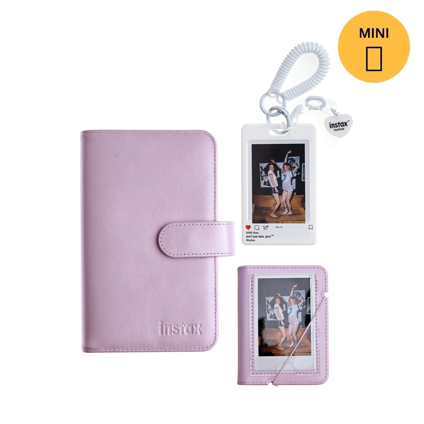Kit Acessórios instax™ Rosa com Álbum de 108 fotos  + Álbum de 28 fotos + Photo Tag