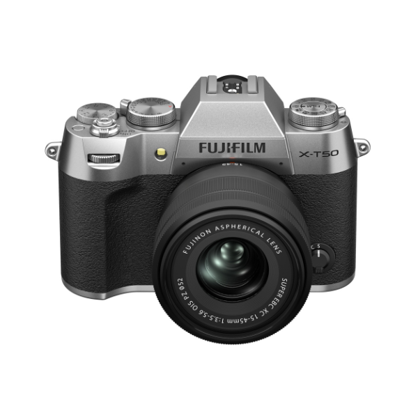 Kit Câmera Digital Mirrorless Fujifilm X-T50 Silver + Lente Zoom Fujifilm Fujinon XC15-45mm F3.5-5.6 OIS