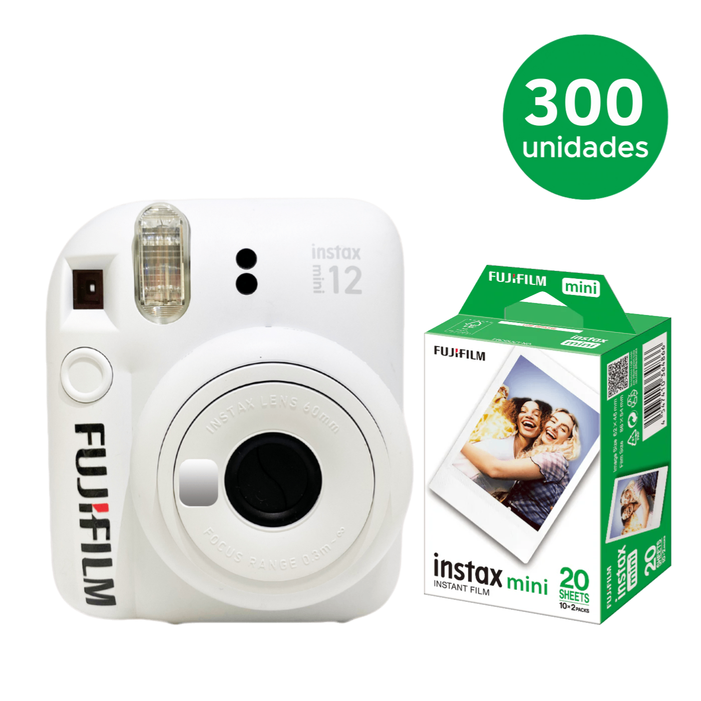300 instax mini 12™ Personalizada + 300 caixas com 20 Filmes