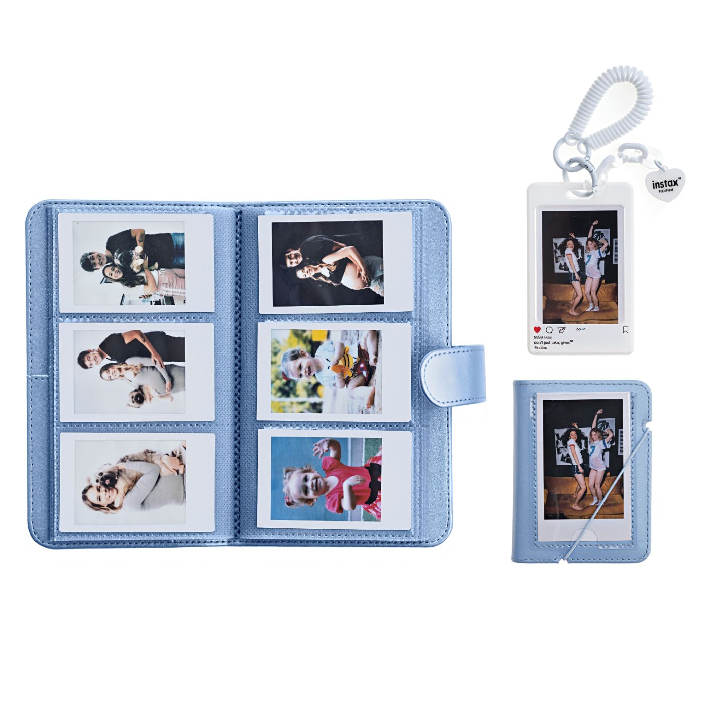 Kit Acessórios instax™ Azul com Álbum de 108 fotos  + Álbum de 28 fotos + Photo Tag