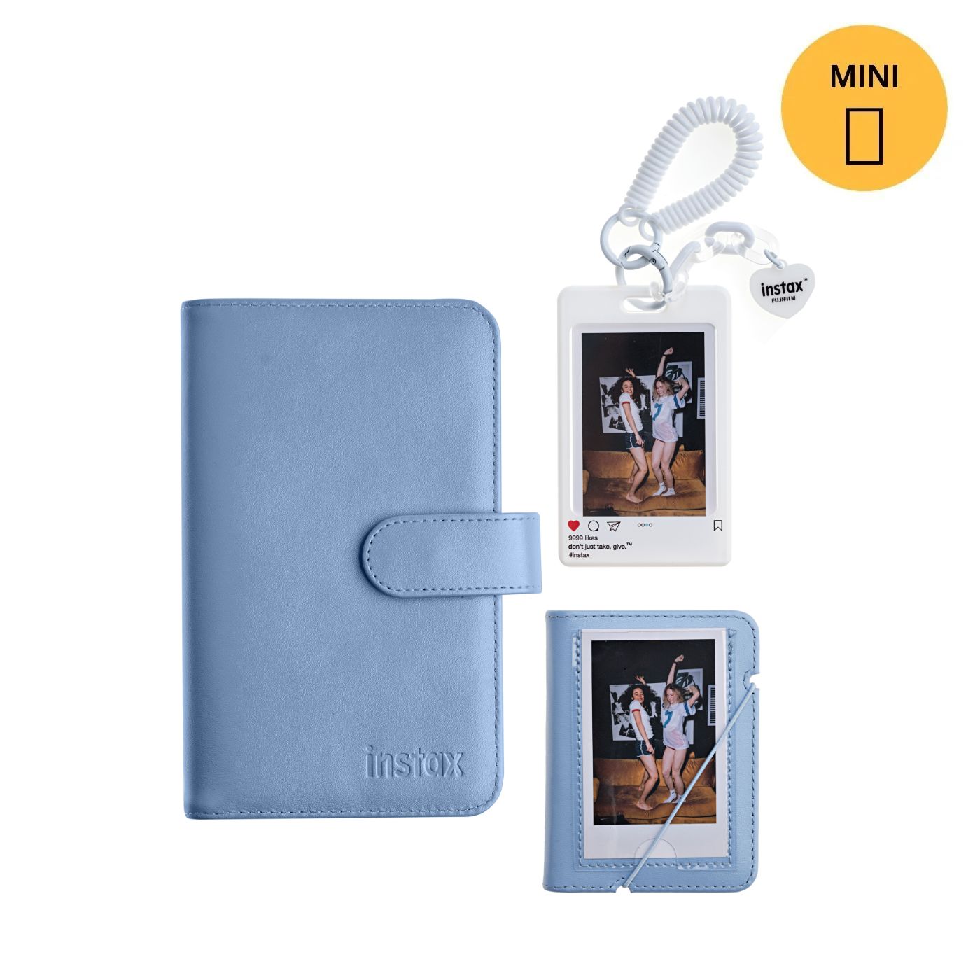 Kit Acessórios instax™ Azul com Álbum de 108 fotos  + Álbum de 28 fotos + Photo Tag