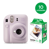10 instax mini 12™ + 10 caixas com 20 Filmes