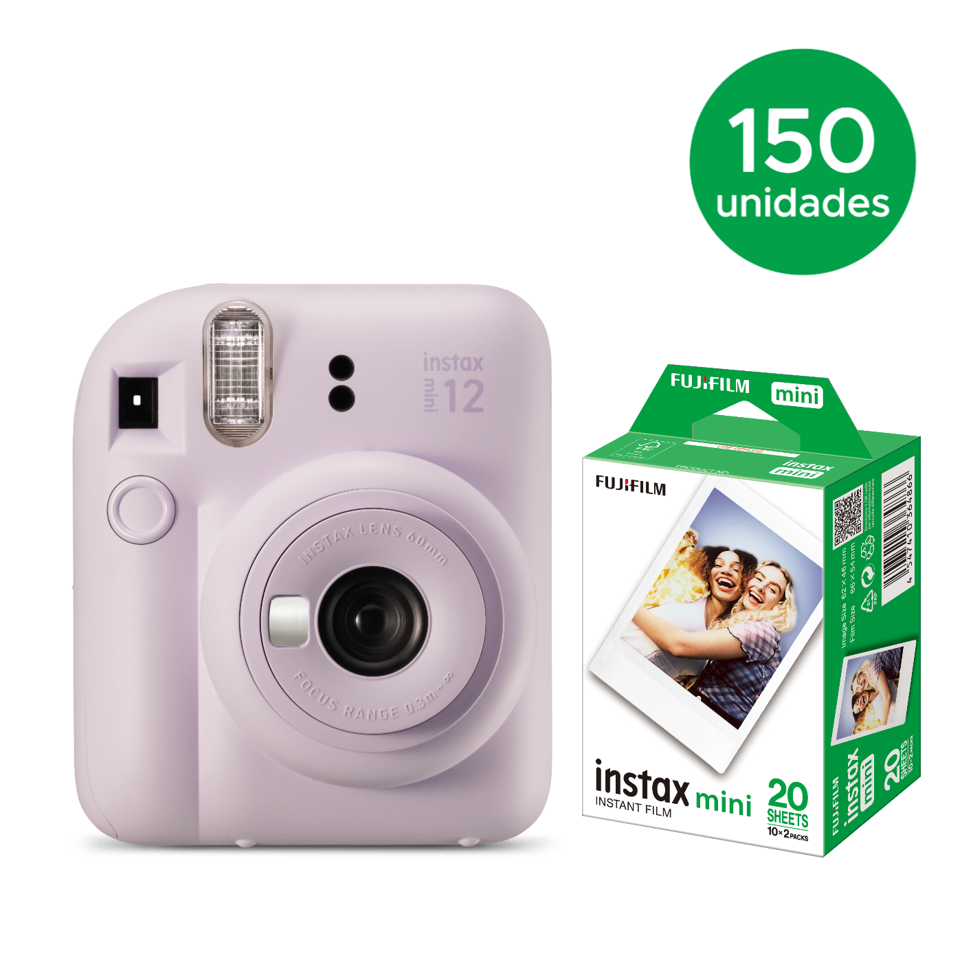 150 instax mini 12™ + 150 caixas com 20 Filmes
