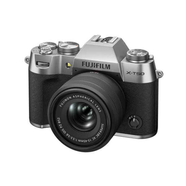 Kit Câmera Digital Mirrorless Fujifilm X-T50 Silver + Lente Zoom Fujifilm Fujinon XC15-45mm F3.5-5.6 OIS