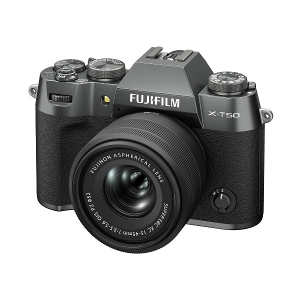 Kit Câmera Digital Mirrorless Fujifilm X-T50 Charcoal + Lente Zoom Fujifilm Fujinon XC15-45mm F3.5-5.6 OIS