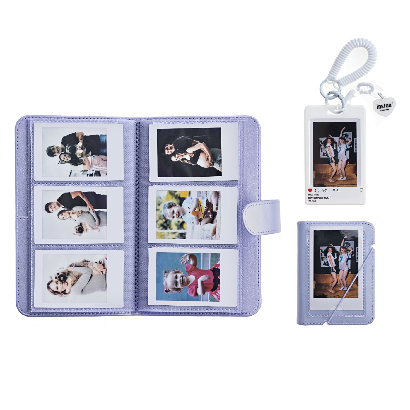 Kit Acessórios instax™ Lilás com Álbum de 108 fotos  + Álbum de 28 fotos + Photo Tag