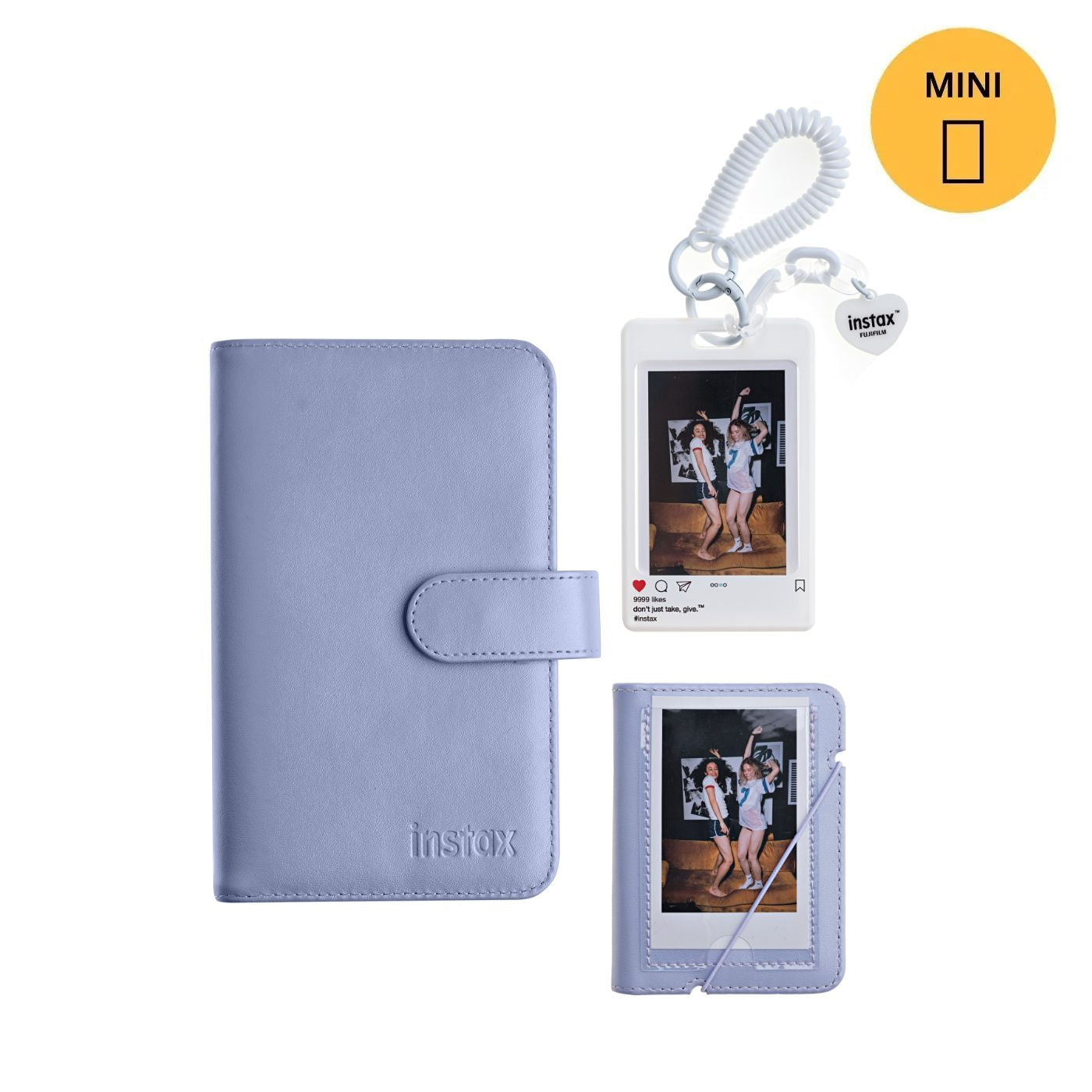 Kit Acessórios instax™ Lilás com Álbum de 108 fotos  + Álbum de 28 fotos + Photo Tag