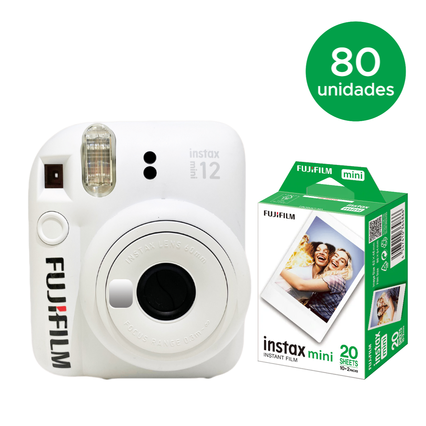 80 instax mini 12™ Personalizada + 80 caixas com 20 Filmes