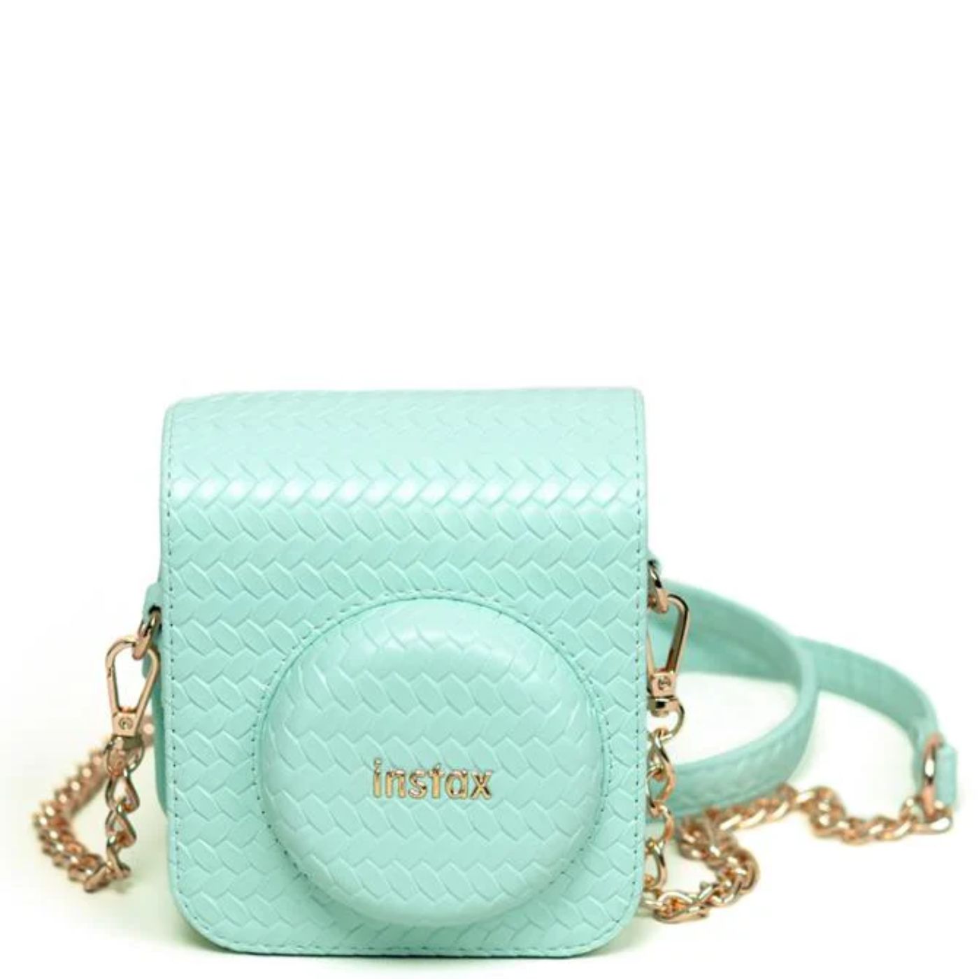 Câmera Instantânea Fujifilm instax mini 12™  Verde + Pack 10 filmes Mermaid Tail + Bolsa Herringbone Verde