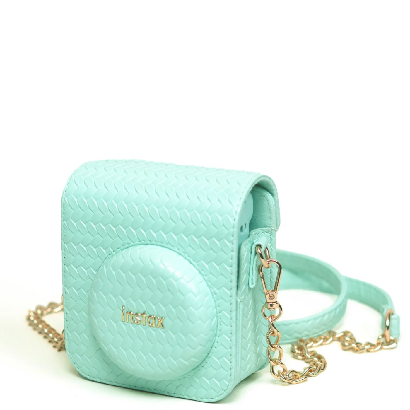 Câmera Instantânea Fujifilm instax mini 12™  Verde + Pack 10 filmes Mermaid Tail + Bolsa Herringbone Verde