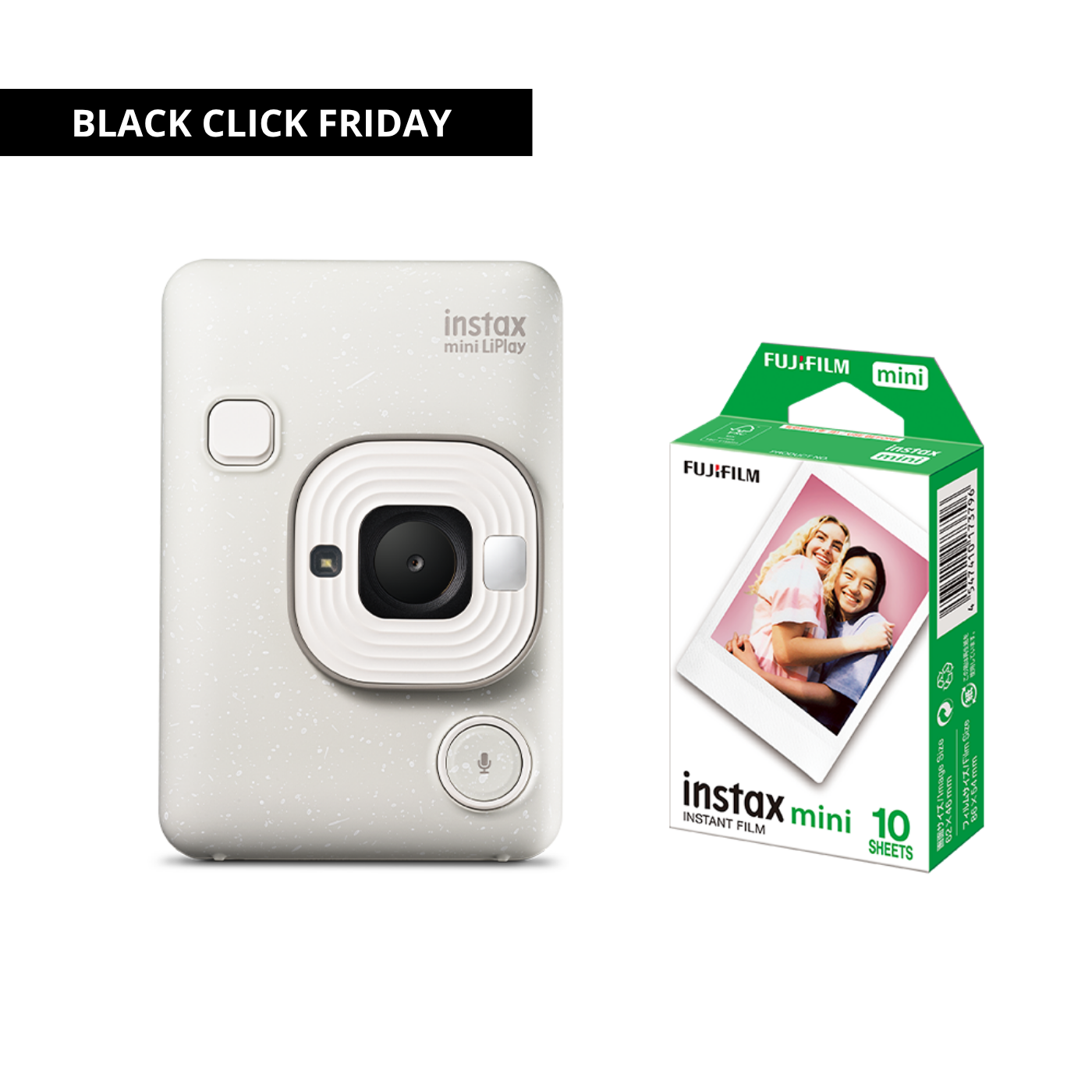 Combo Câmera Instantânea Fujifilm instax mini LiPlay™ Misty White + Filme instax™ a sua escolha 10 fotos