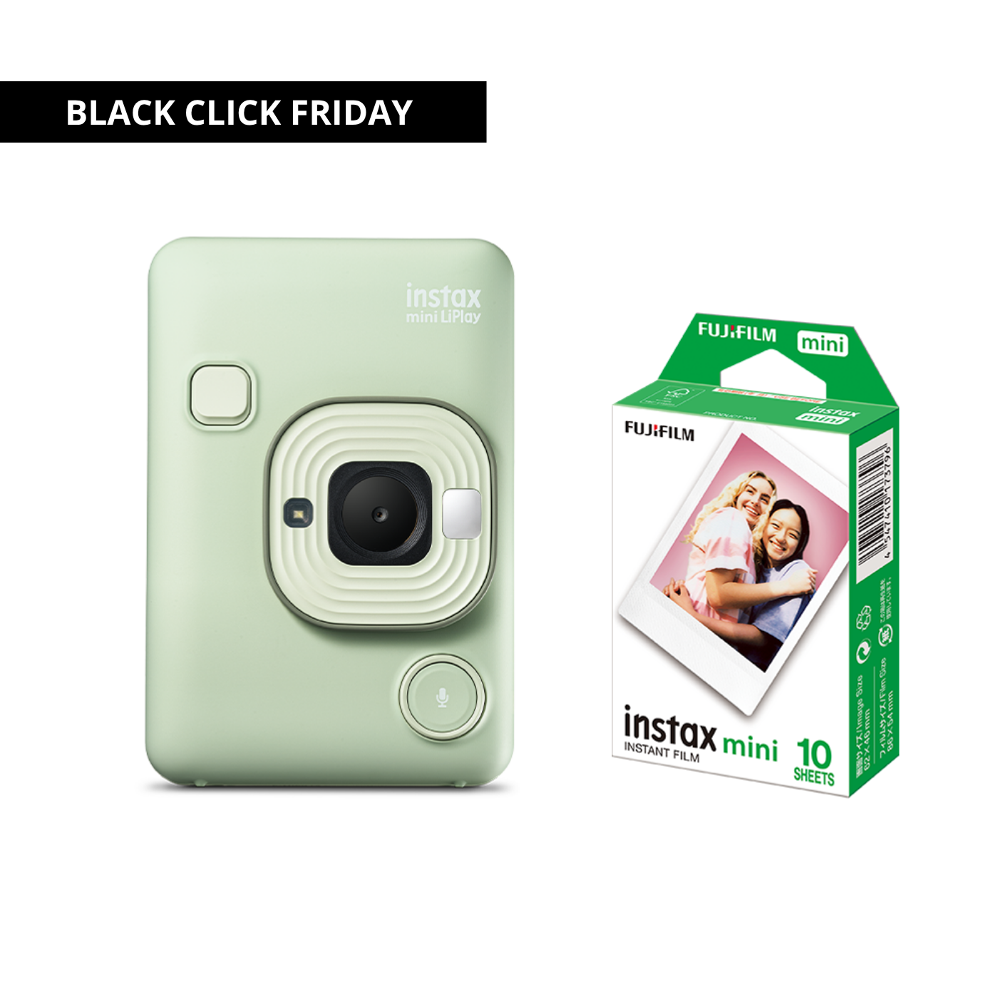 Combo Câmera Instantânea Fujifilm instax mini LiPlay™ Matcha Green + Filme instax™ a sua escolha 10 fotos