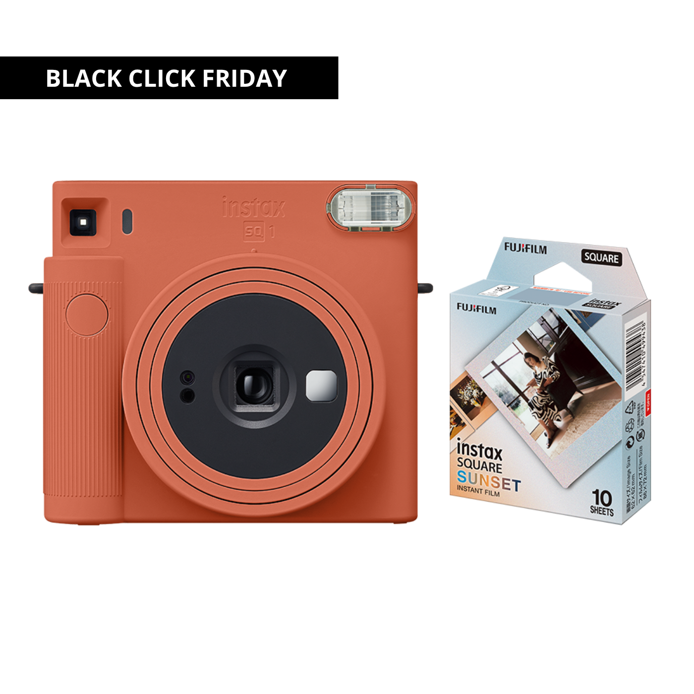 Combo Câmera Instantânea Fujifilm instax SQUARE SQ1™ Terracotta + Filme instax™ SQUARE Sunset com 10 Fotos