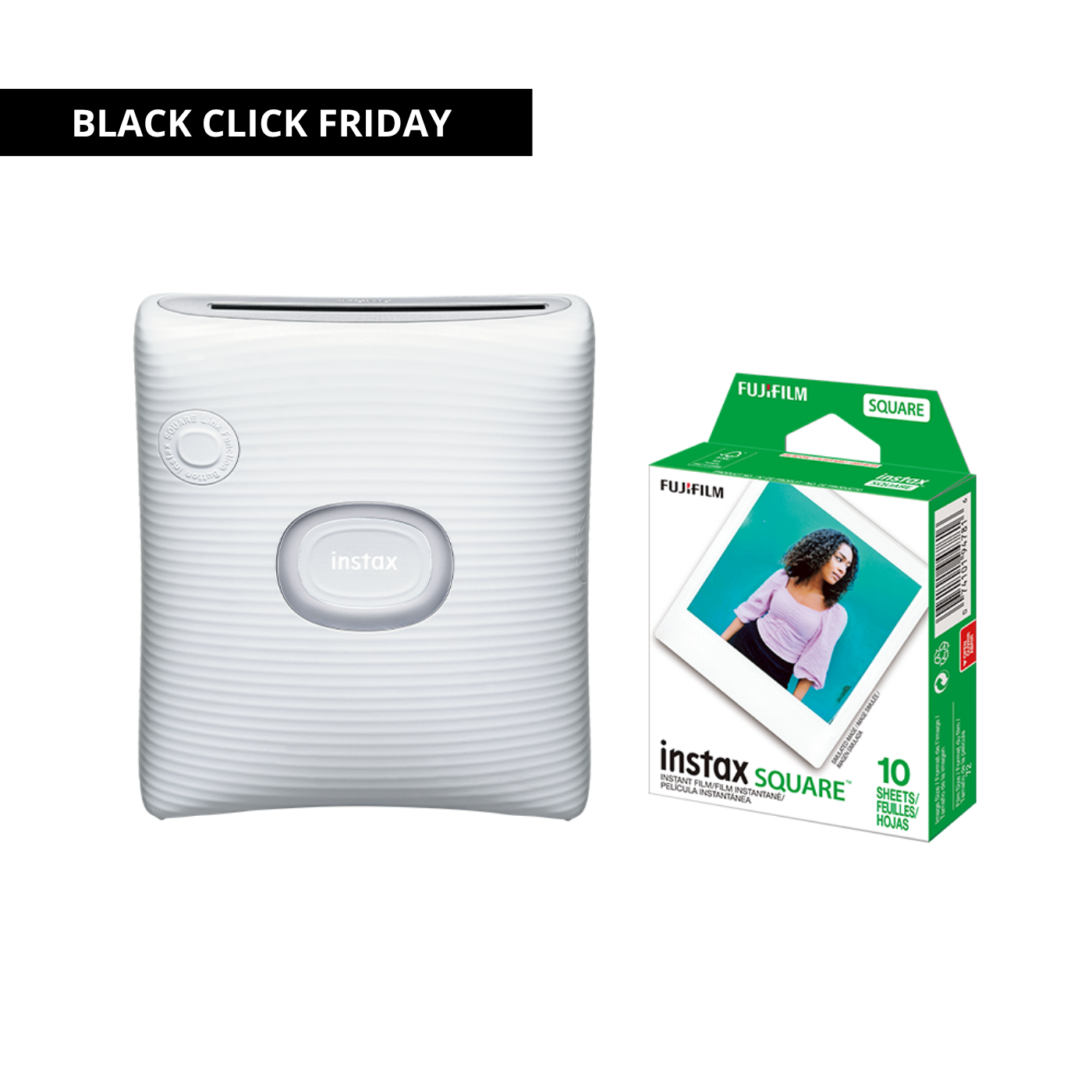 Combo Impressora para celular Fujiflm instax SQUARE Link™ - White + Filme instax™ SQUARE Branco com 10 Fotos