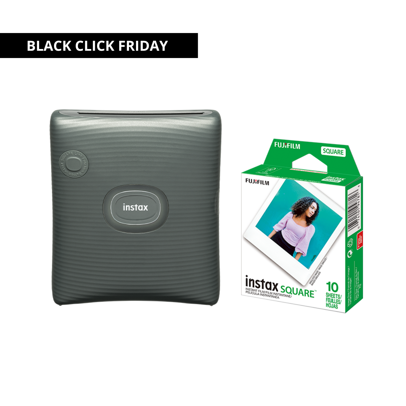 Combo Impressora para celular Fujiflm instax SQUARE Link™ - Green + Filme instax™ SQUARE Branco com 10 Fotos