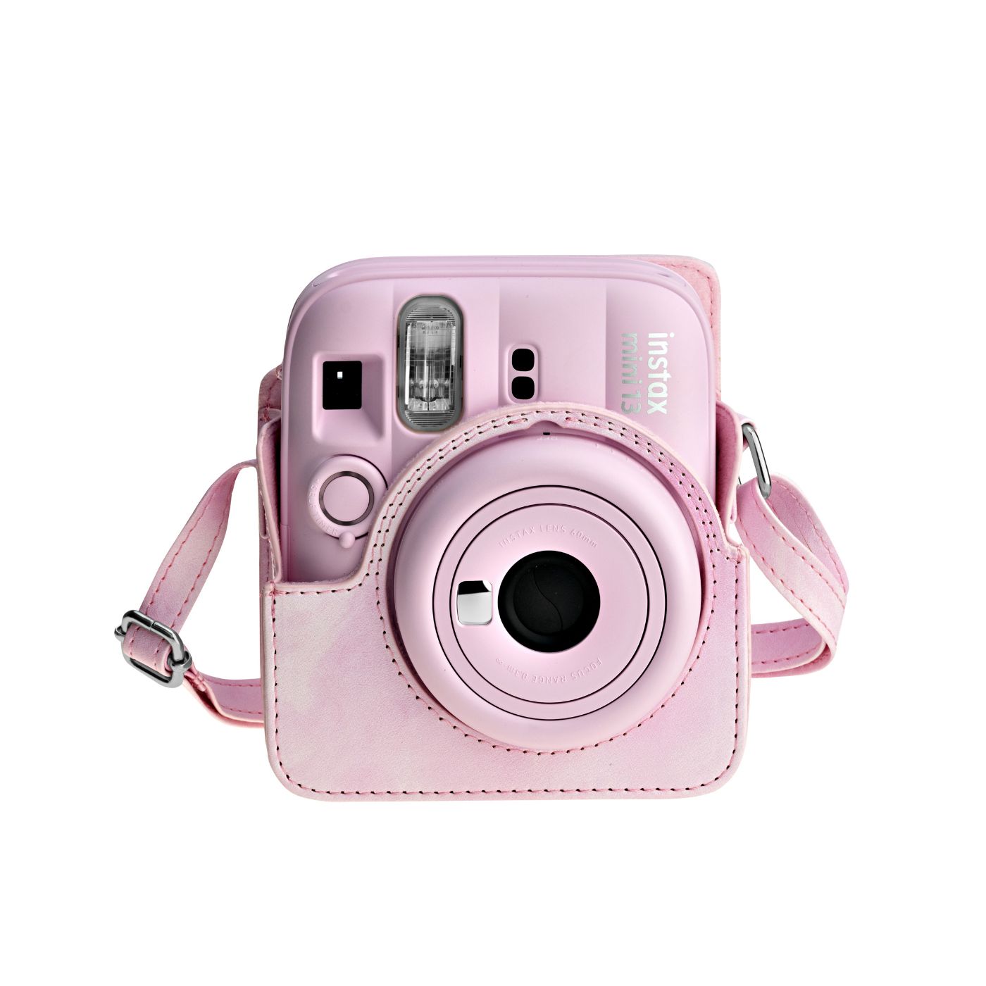 Kit Câmera instantânea Fujifilm instax mini 13™ Candy Pink + Pack 10 fotos Pastel Galaxy + Bolsa Pink Tie Dye + Photo tag