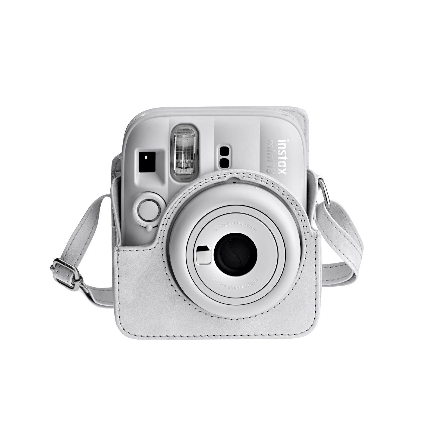 Kit Câmera instantânea Fujifilm instax mini 13™ Clay White + Pack 10 fotos Pastel Galaxy + Bolsa White Tie Dye + Photo tag