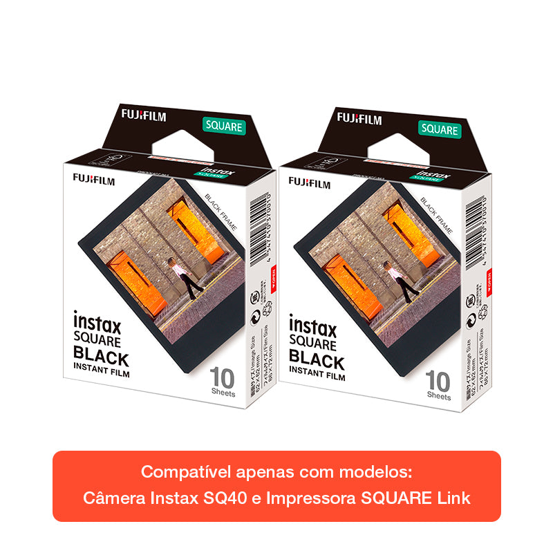 Combo de Filmes Fujifilm instax™ SQUARE Black com 20 Fotos