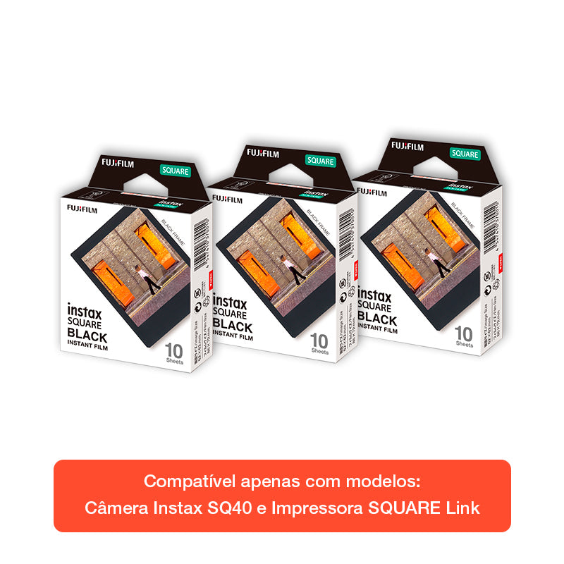 Combo de Filmes Fujifilm instax™ SQUARE Black com 30 Fotos