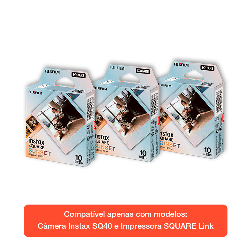 Combo de Filmes Fujifilm instax™ SQUARE Sunset com 30 Fotos