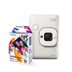 Combo Instax Mini LiPlay Misty White + Filme Instax Mini Spray Art 10 Fotos