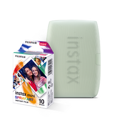 Combo Instax Mini Link 3 Sage Green + Filme Instax Mini Spray Art 10 Fotos