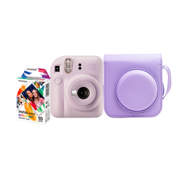 Kit Câmera Instantânea Fujifilm Instax Mini 12 Lilás + Pack 10 filmes Spray Art + Bolsa Lilás