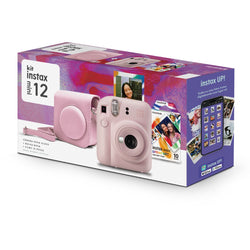 Kit Câmera Instantânea Fujifilm Instax Mini 12 Rosa + Pack 10 filmes Spray Art + Bolsa Rosa Gloss