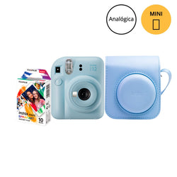 Kit Câmera Instantânea Fujifilm Instax Mini 12 Azul + Pack 10 filmes Spray Art + Bolsa Azul Candy