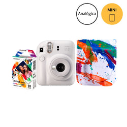 Kit Câmera Instantânea Fujifilm Instax Mini 12 Branca + Pack 10 filmes Spray Art + Bolsa Spray Art