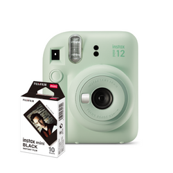 Câmera Instantânea Fujifilm Instax Mini 12 Verde Menta + Filme Fujifilm Instax Mini Black 10 Fotos