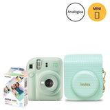 Câmera Instantânea Fujifilm instax mini 12™  Verde + Pack 10 filmes Mermaid Tail + Bolsa Herringbone Verde