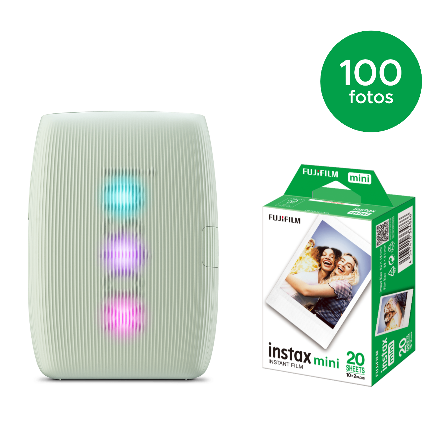 1 Impressora para celular Fujifilm instax mini Link 3™ + 100 Fotos instax™ mini Branco