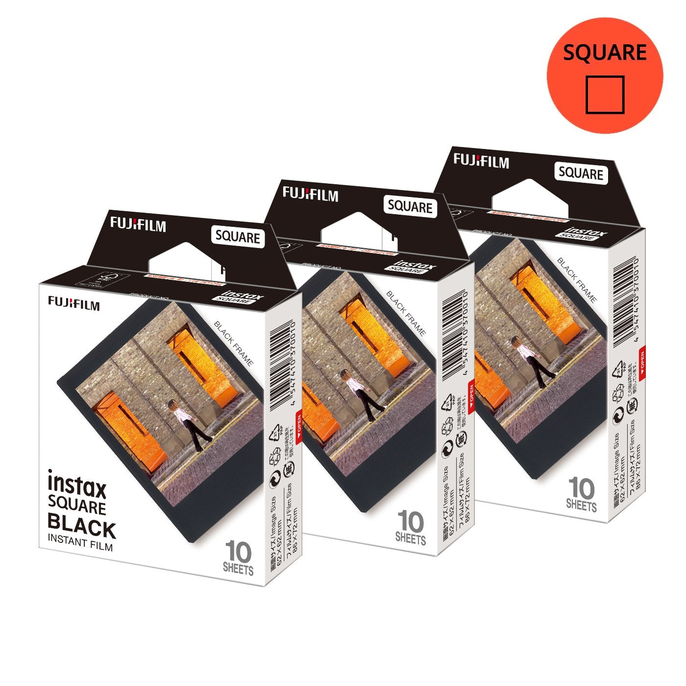Combo de Filmes Fujifilm instax™ SQUARE Black com 30 Fotos