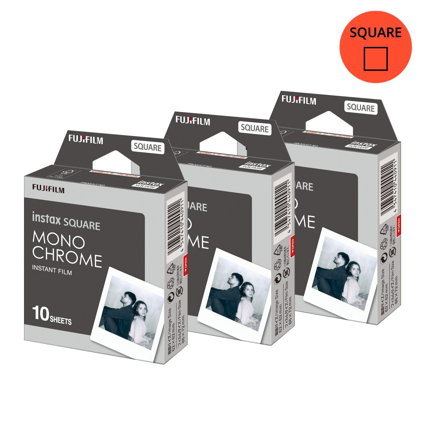 Combo de Filmes Fujifilm instax™ SQUARE Monochrome 30 Fotos