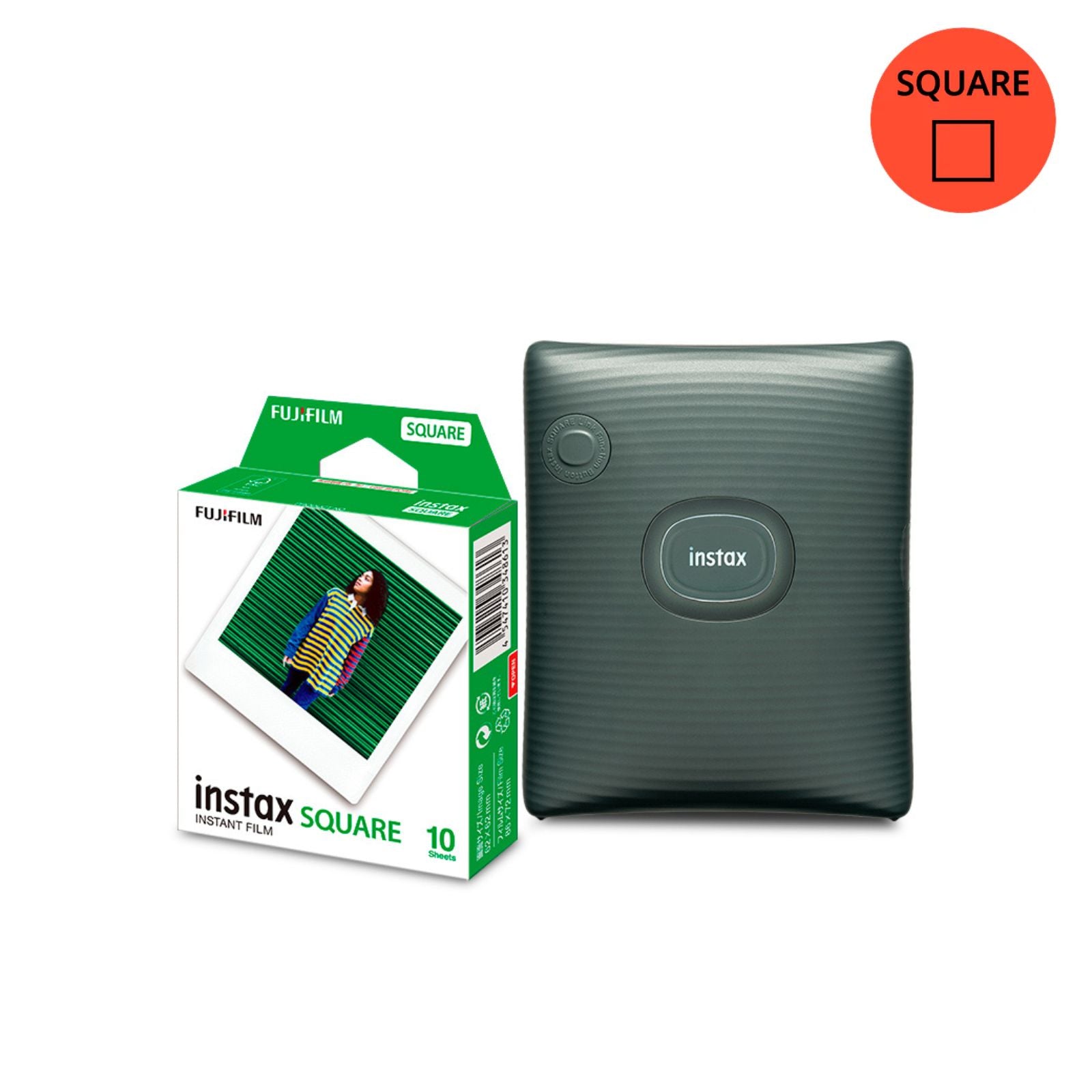 Combo Impressora para celular Fujiflm instax SQUARE Link™ - Green + Filme instax™ SQUARE Branco com 10 Fotos