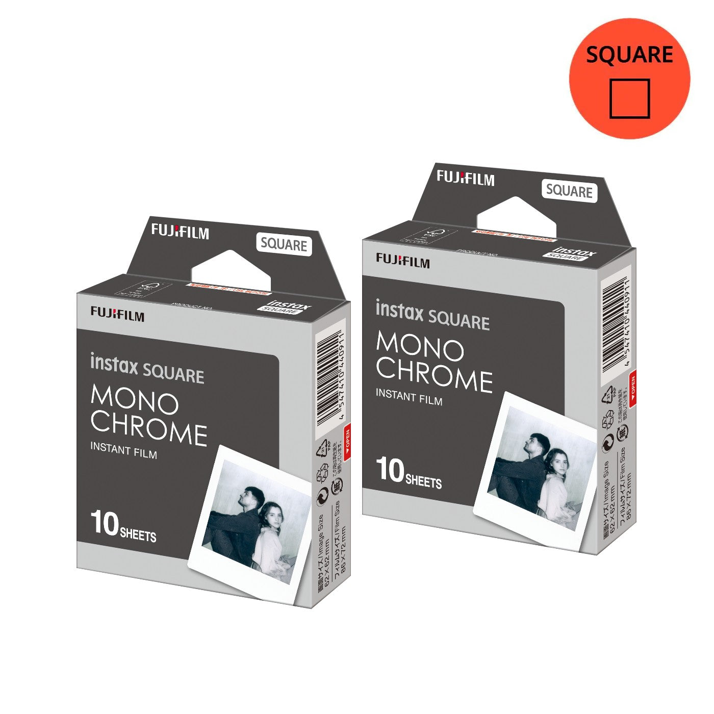 Combo de Filmes Fujifilm instax™ SQUARE Monochrome 20 Fotos