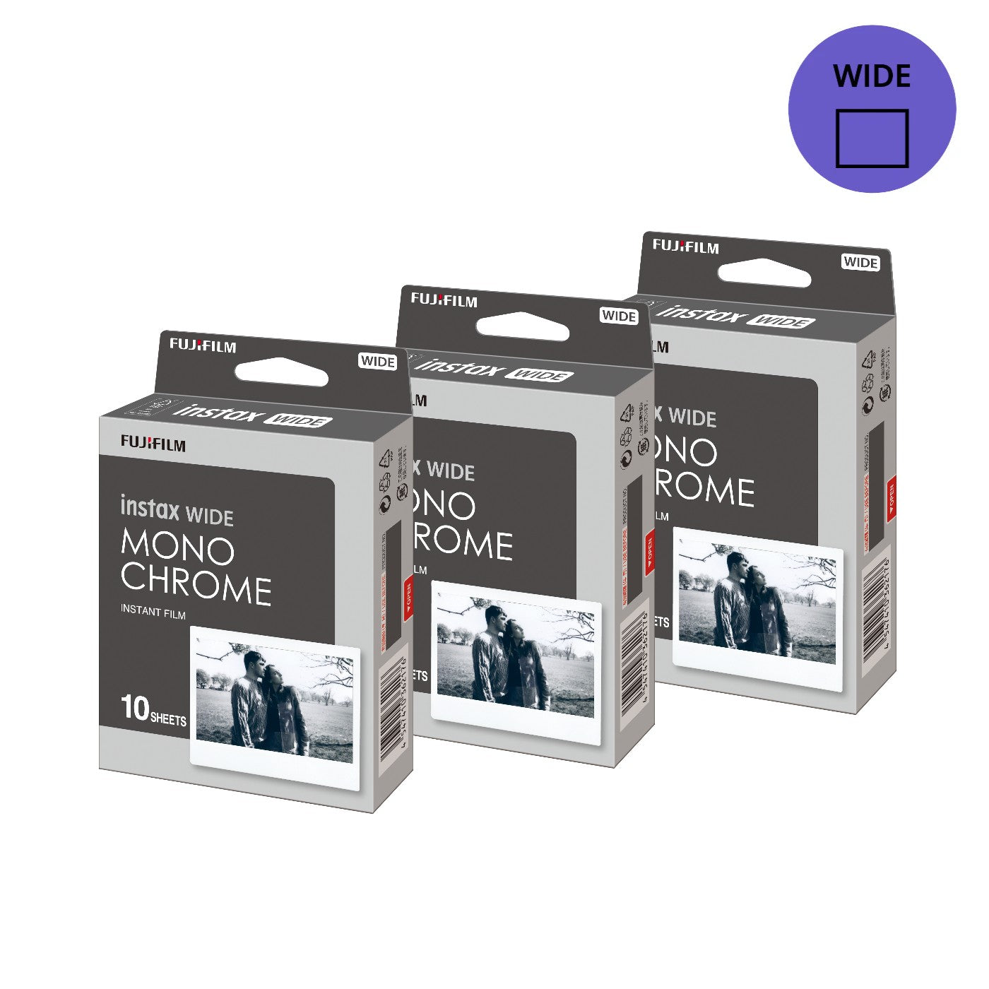 Combo Filme Fujifilm instax™ WIDE Monochrome com 30 Fotos