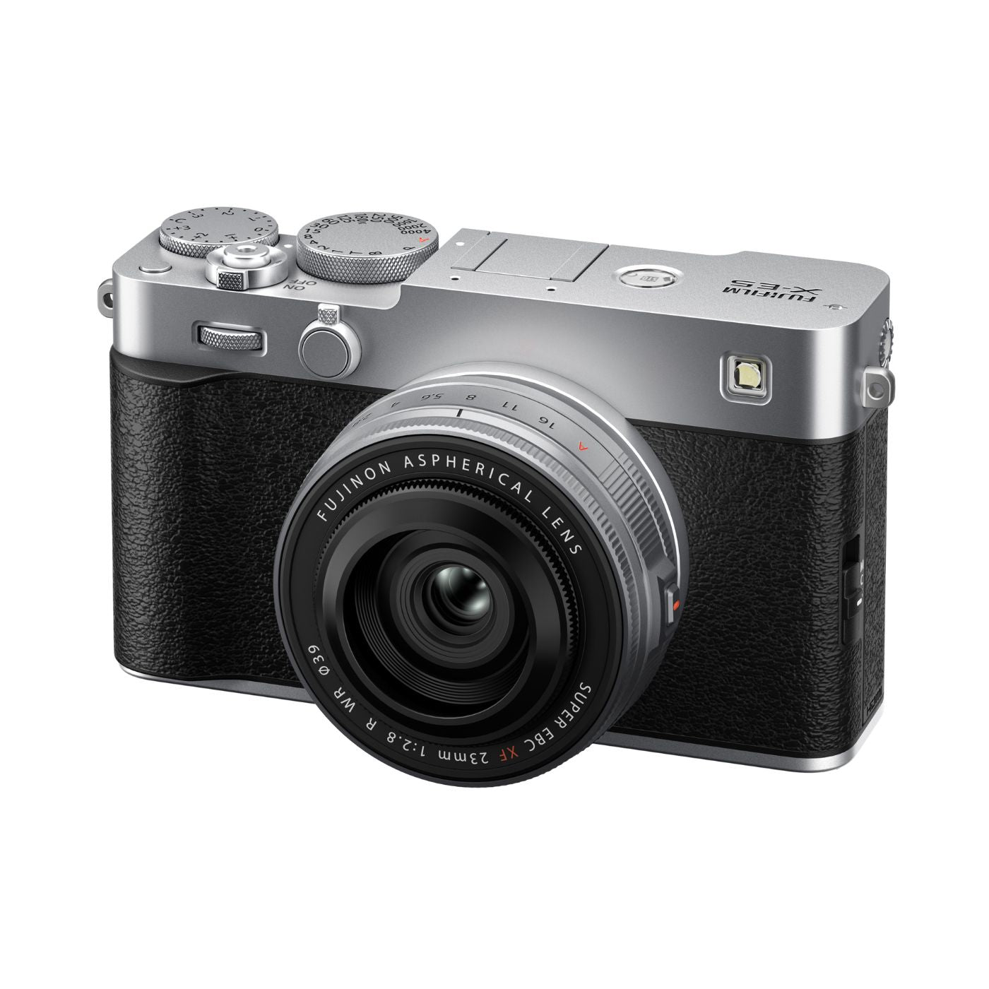 Kit Câmera Digital Mirrorless Fujifilm X-E5 Silver + Lente Fujifilm Fujinon XF23mm F1.4 R LM WR